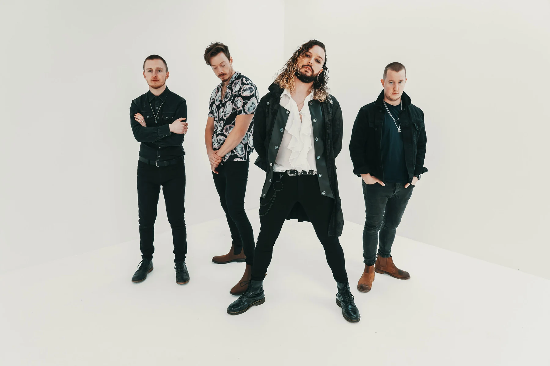 Band press photography on the RAID Studio cyclorama